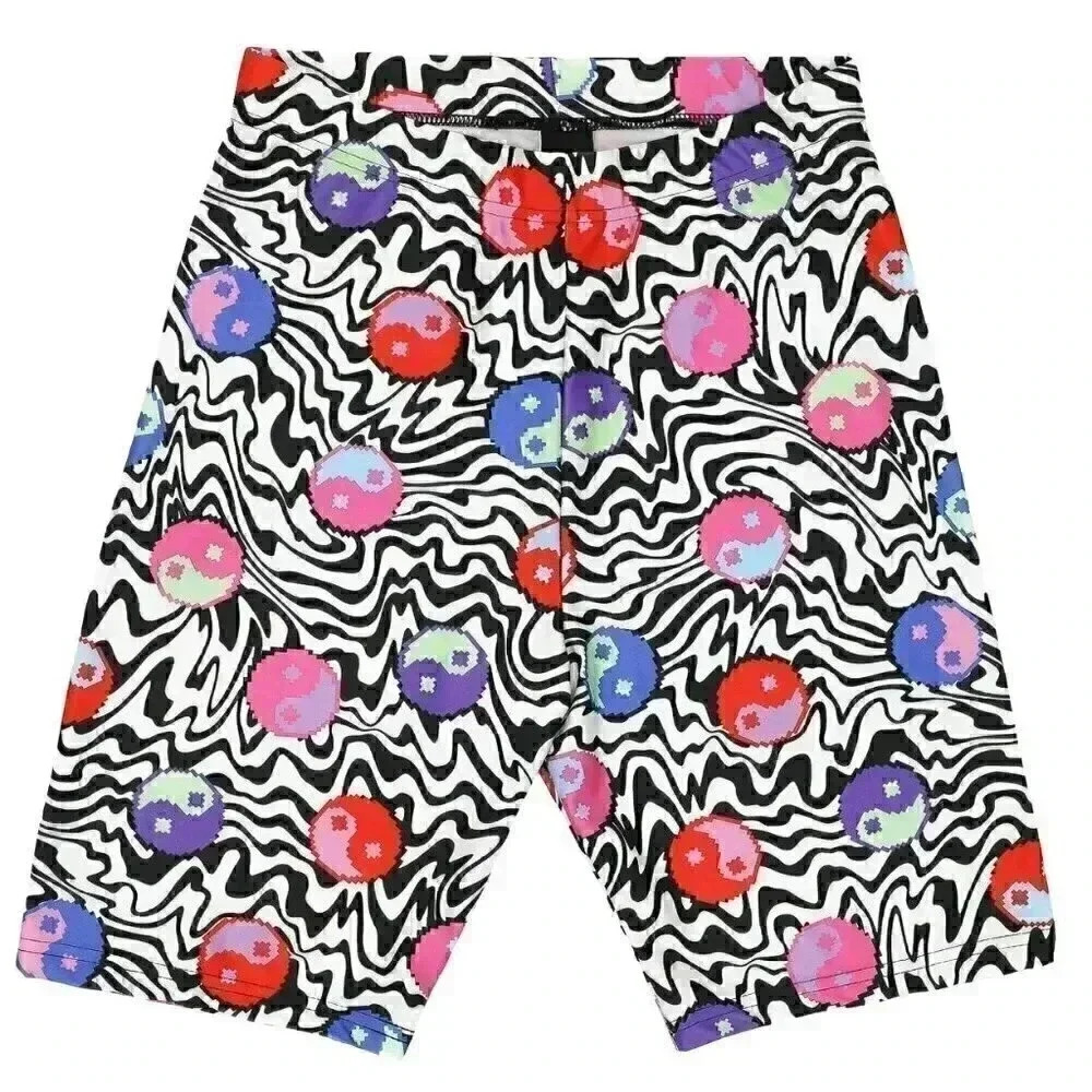 Trippy Yin‎ Yang Biker Shorts Size Small 80s Colorful Shorts Summer Biker Shorts